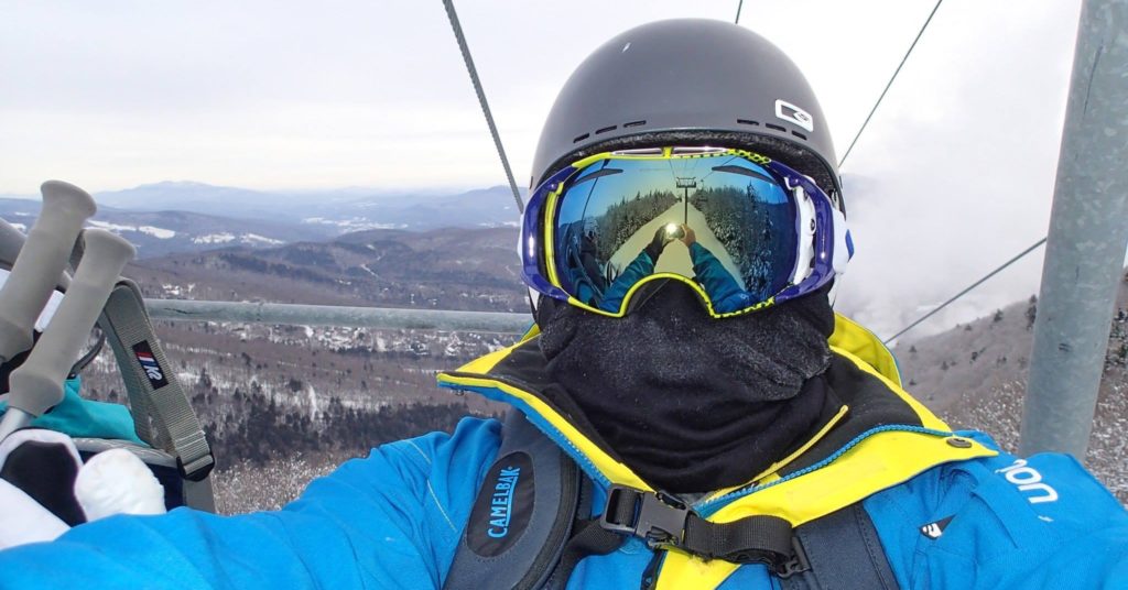 Snowboarding with RokPak in Vermont