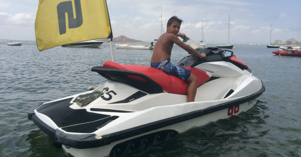 Jet skiing with the RokPak in Spain